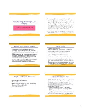 1  Impact on Nutritional Status   Banding does not causes malabsorption.  Nutrient deficiencies