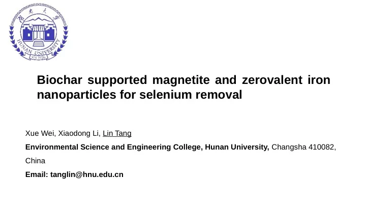 biochar supported magnetite and zerovalent iron