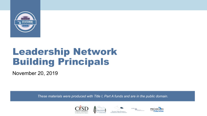leadership network building principals