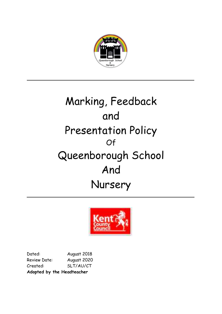 marking feedback and presentation policy