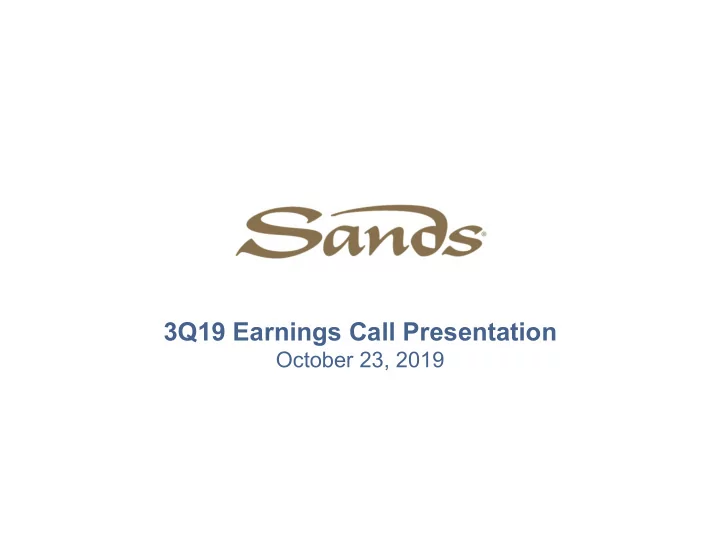 3q19 earnings call presentation