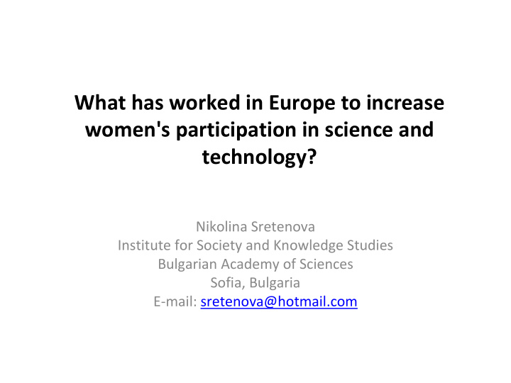 what has worked in europe to increase women s