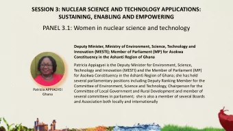 PANEL 3.1: Women in nuclear science and technology  Deputy Minister, Ministry of Environment,