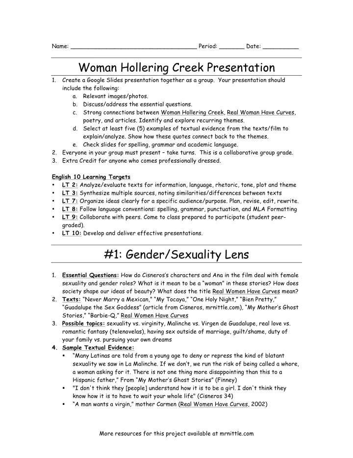 woman hollering creek presentation