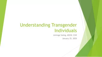 Individuals  Amirage Saling, MSSW, CSW  January 25, 2020  Welcome  Introduction  Learning