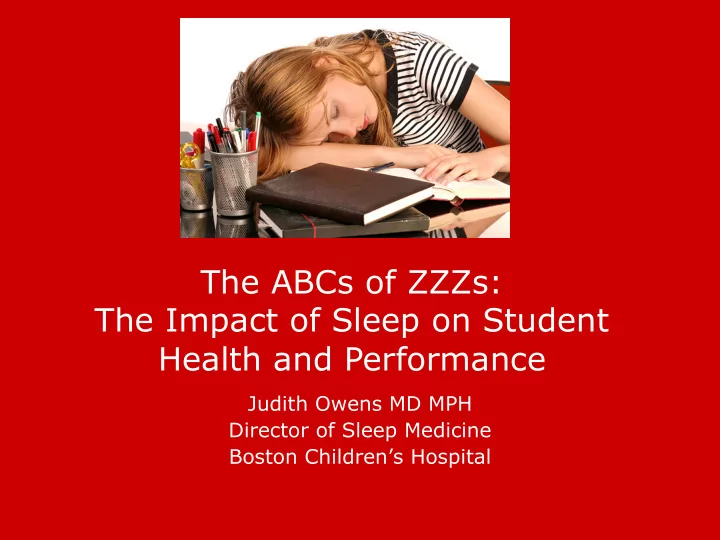 the abcs of zzzs the impact of sleep on student health