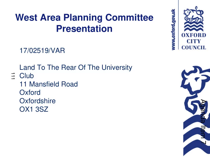 west area planning committee presentation