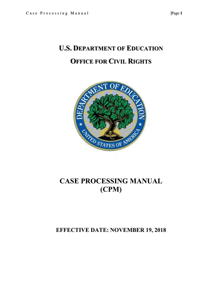 u s d epartment of e ducation o ffice for c ivil r ights