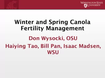 Winter and Spring Canola  Fertility Management  Don Wysocki, OSU  Haiying Tao, Bill Pan, Isaac