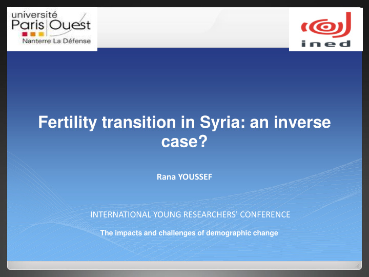 fertility transition in syria an inverse