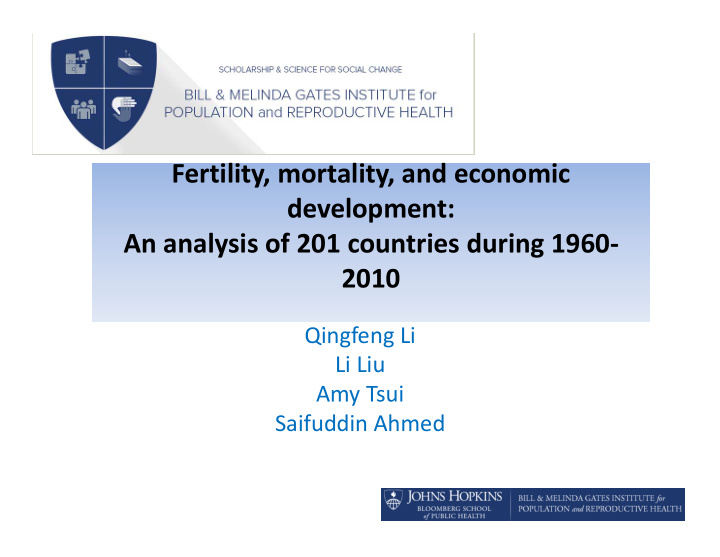 fertility mortality and economic development an analysis