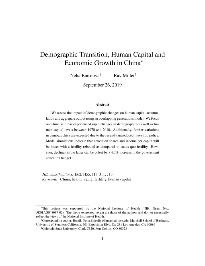 demographic transition human capital and