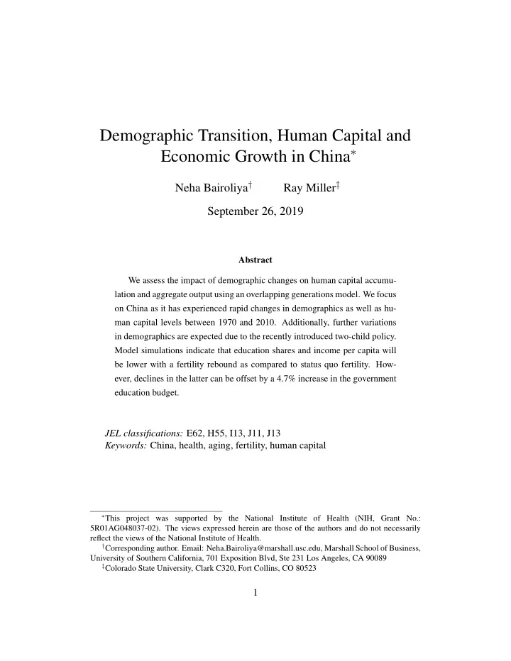demographic transition human capital and