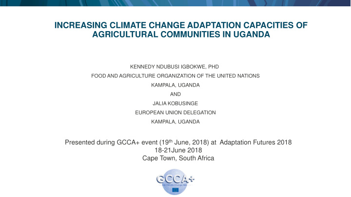 increasing climate change adaptation capacities of