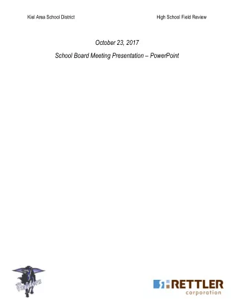 October 23, 2017 School Board Meeting Presentation  PowerPoint  HIGH SCHOOL STADIUM  ATHLETIC
