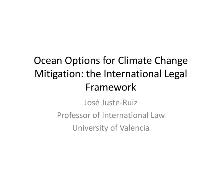 ocean options for climate change mitigation the