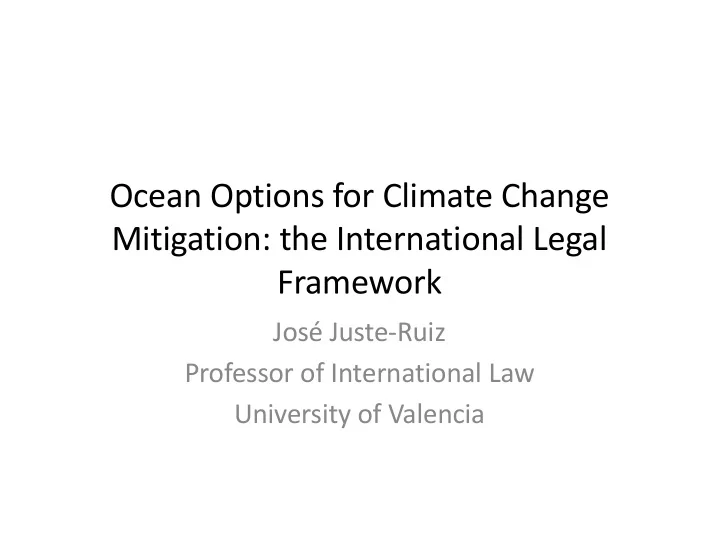 ocean options for climate change mitigation the