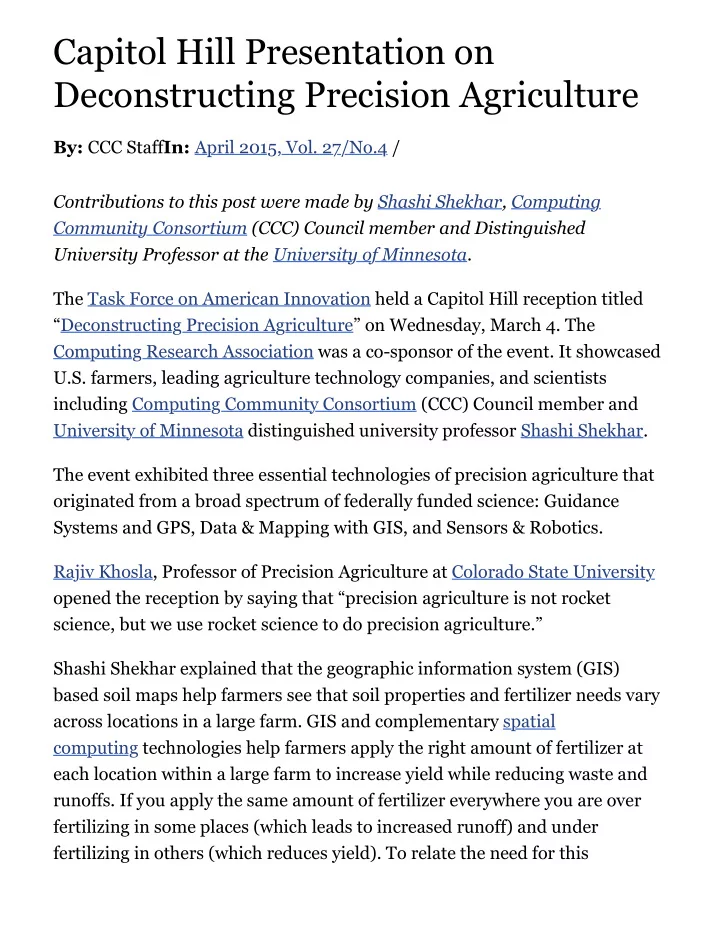 capitol hill presentation on deconstructing precision
