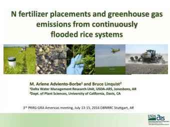 N fertilizer placements and greenhouse gas  emissions from continuously  flooded rice systems M.