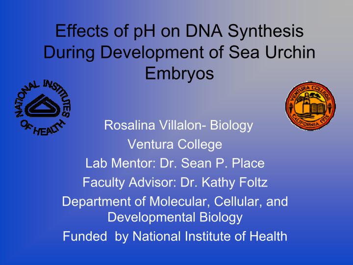 effects of ph on dna synthesis during development of sea