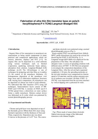 NH. Park 1 , YS. Seo 1 * 1 Department of Materials Science and Engineering, Seoul National