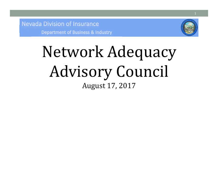 network adequacy advisory council