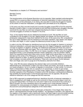 Presentation on chapter 2 of&quot; Philosophy and revolution&quot; Brendan Cooney May 2019  The