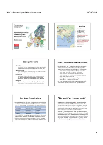 CPE-Conference-Spatial Fixes-Governance  14/09/2017  Third International CPE  Outline  Conference,