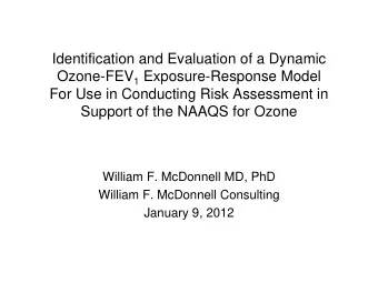 Identification and Evaluation of a Dynamic Ozone-FEV 1 Exposure-Response Model  For Use in