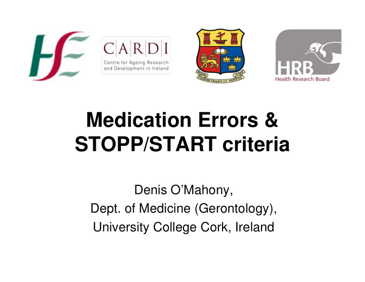 medication errors amp stopp start criteria