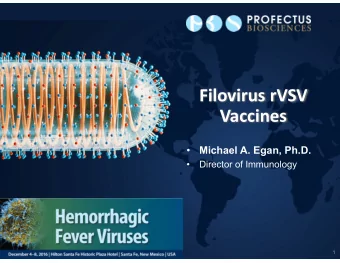 Filovirus rVSV  Vaccines    Michael A. Egan, Ph.D.    Director of Immunology  1  Proprietary