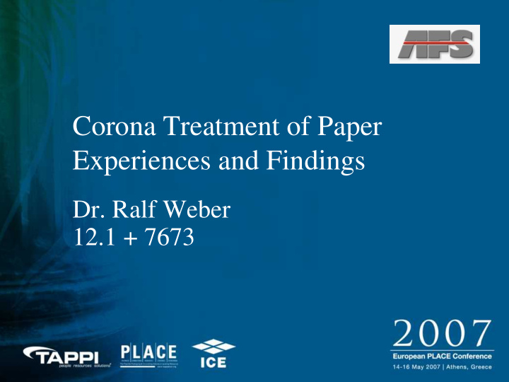 corona treatment of paper experiences and findings