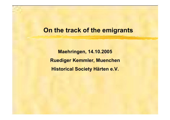on the track of the emigrants