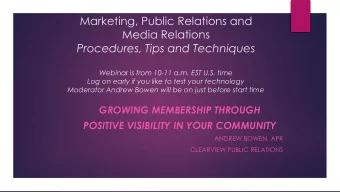 Procedures, Tips and Techniques  Webinar is from 10-11 a.m. EST U.S. time  Log on early if you like