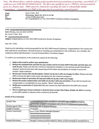 presentations.  A maximum of 4 PDH of this type may be accepted per renewal period .  Karen Fuller,