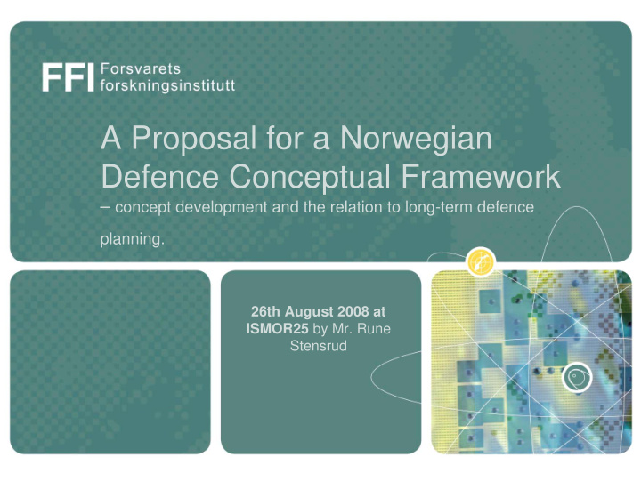 a proposal for a norwegian defence conceptual framework