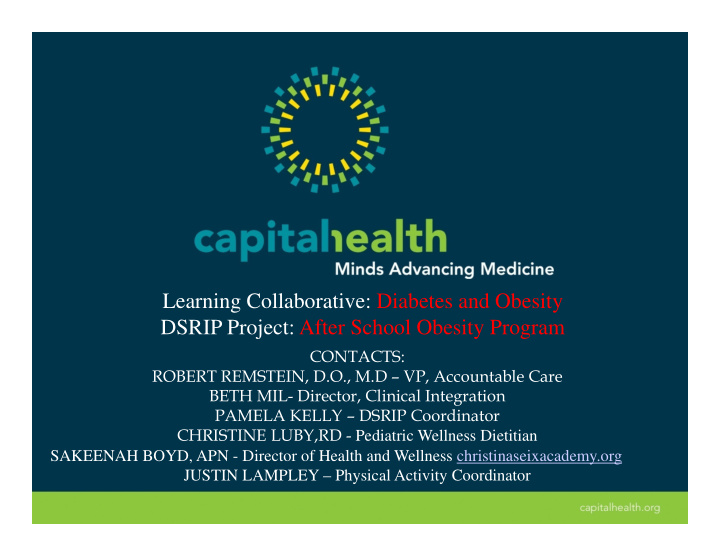 learning collaborative diabetes and obesity dsrip project
