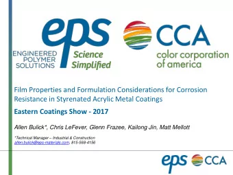 Eastern Coatings Show - 2017  Allen Bulick*, Chris LeFever, Glenn Frazee, Kailong Jin, Matt Mellott