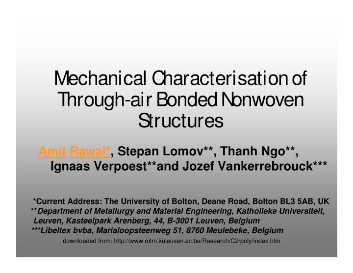 mechanical c haracterisationof t hrough air bonded n