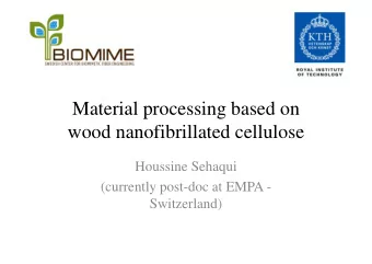 Material processing based on  wood nanofibrillated cellulose  Houssine Sehaqui  (currently post-doc