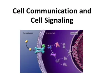 Cell Communication and  Cell Signaling  Why is cell signaling  important?  Why is cell signaling
