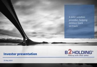 Investor presentation  15 May 2019  Important information (1/2)  IMPORTANT INFORMATION AND