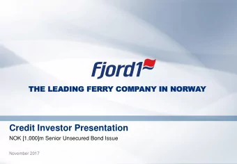Credit Investor Presentation  NOK [1,000]m Senior Unsecured Bond Issue  November 2017  IMPORTANT