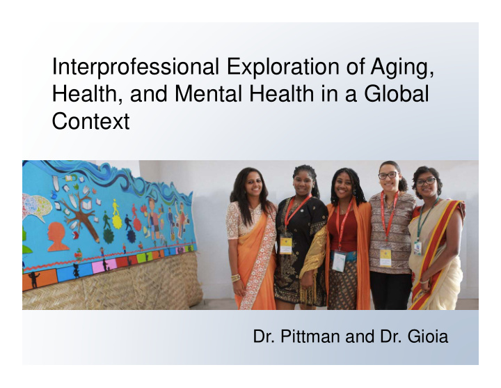 interprofessional exploration of aging health and mental