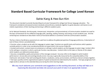 Standard  Based  Curricular  Framework  for  College  Level  Korean