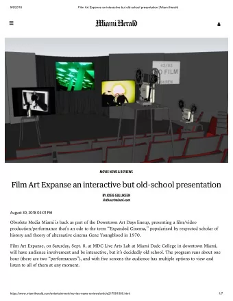 Film Art Expanse an interactive but old-school presentation  BY JOSIE GULLIKSEN  Artburstmiami.com