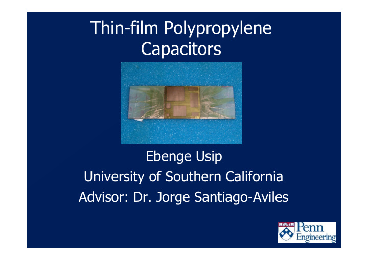 thin film polypropylene capacitors
