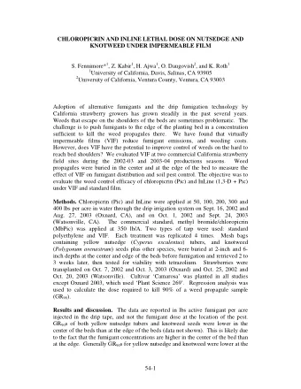 CHLOROPICRIN AND INLINE LETHAL DOSE ON NUTSEDGE AND  KNOTWEED UNDER IMPERMEABLE FILM S. Fennimore*