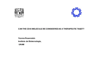 CAN THE CD43 MOLECULE BE CONSIDERED  AS A THERAPEUTIC TAGET?  Yvonne Rosenstein  Instituto de