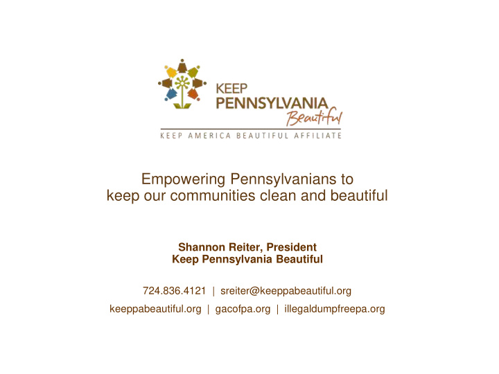 empowering pennsylvanians to keep our communities clean